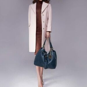 Michael Kors Camden Leather Large Drawstring Shoulder Bag-Navy Blue